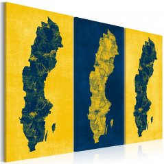 Obraz - Maľovaná mapa Švédska