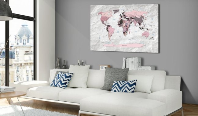 Obraz - Mapa sveta: Ružové kontinenty
