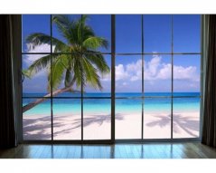 Fototapeta - Pláž za oknom
