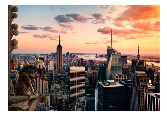 Samolepící fototapeta - New York: Mrakodrapy a západ slunce