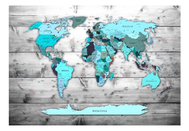 Samolepiaca fototapeta - Mapa sveta: Modré kontinenty