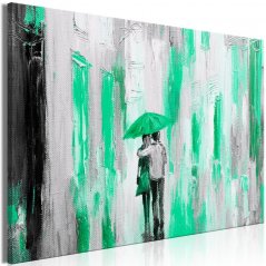 Obraz - Zamilovaný deštník - zelený