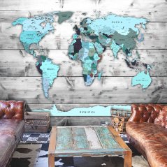 Fototapeta - Mapa světa: Modré kontinenty