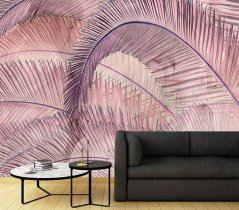 Prémiová fototapeta - 3D palmové listy betónové ružové