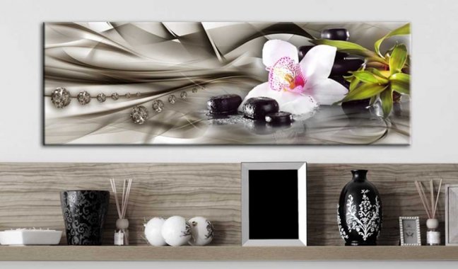 Obraz - Zenová kompozice: orchidej, bambus a kameny