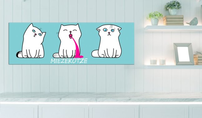 Obraz - Zvracející kočičky: Kočičí trio (modrá)