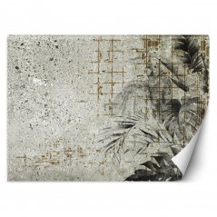 Prémiová fototapeta - Palmové listy na betónovej stene