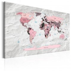 Obraz - Mapa světa: Růžové kontinenty