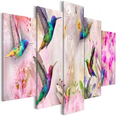 Obraz - Farebné kolibríky - ružové