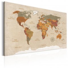 Obraz - Mapa světa: Béžová elegance