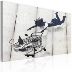 Obraz - Padající žena s vozíkem v supermarketu (Banksy)
