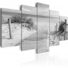 Obraz - Ráno na pláži - černobílé
